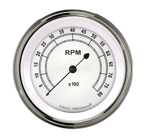 Classic White 3 3_8_ Tachometer CW80SLF